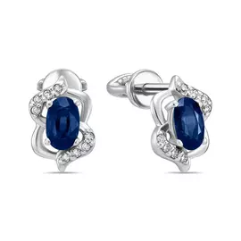 Золотые серьги c бриллиантами и сапфирами