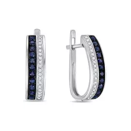 Золотые серьги c бриллиантами и сапфирами