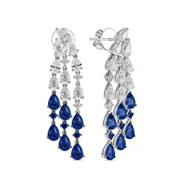 Золотые серьги c бриллиантами и сапфирами