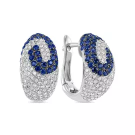 Золотые серьги c бриллиантами и сапфирами