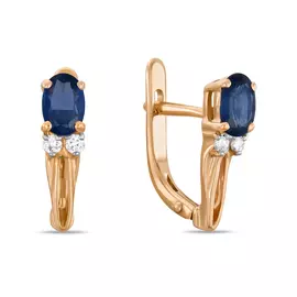 Золотые Серьги c бриллиантами и сапфирами