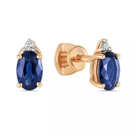 Золотые Серьги c бриллиантами и сапфирами