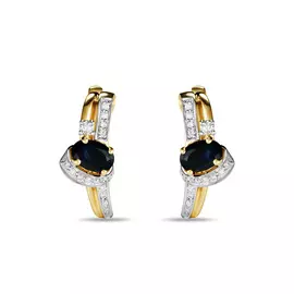 Золотые Серьги c бриллиантами и сапфирами