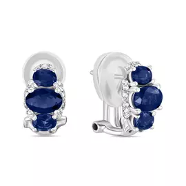 Золотые Серьги c бриллиантами и сапфирами