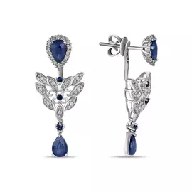 Золотые Серьги c бриллиантами и сапфирами