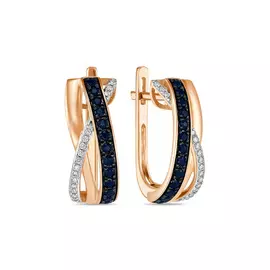 Золотые Серьги c бриллиантами и сапфирами