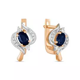 Золотые серьги c бриллиантами и сапфирами