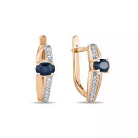 Золотые серьги c бриллиантами и сапфирами