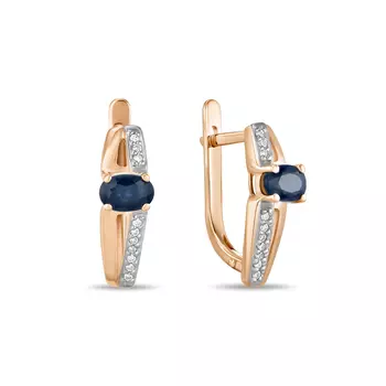 Золотые серьги c бриллиантами и сапфирами