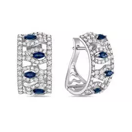 Золотые серьги c бриллиантами и сапфирами