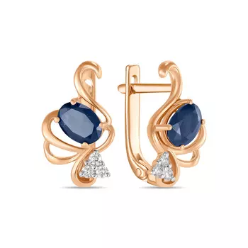 Золотые Серьги c бриллиантами и сапфирами