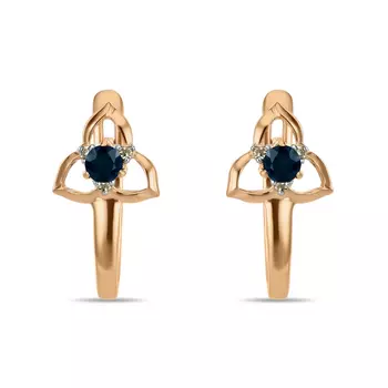 Золотые серьги c бриллиантами и сапфирами