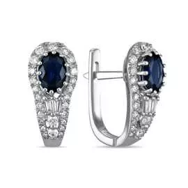 Золотые серьги c бриллиантами и сапфирами