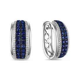 Золотые серьги c бриллиантами и сапфирами