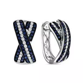 Золотые серьги c бриллиантами и сапфирами