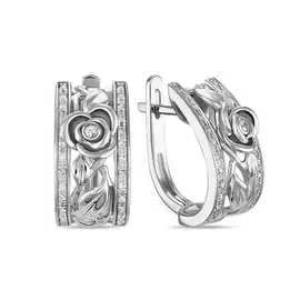 Золотые серьги c бриллиантами и цветными сапфирами