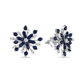 Золотые серьги c бриллиантами и сапфирами