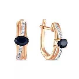 Золотые серьги c бриллиантами и сапфирами