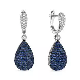 Золотые Серьги c бриллиантами и сапфирами