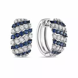 Золотые серьги c бриллиантами и сапфирами