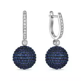 Золотые серьги c бриллиантами и сапфирами