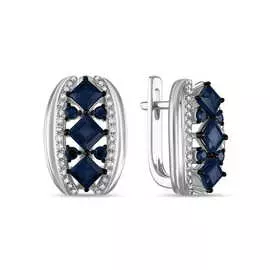 Золотые Серьги c бриллиантами и сапфирами