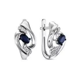 Золотые серьги c бриллиантами и сапфирами