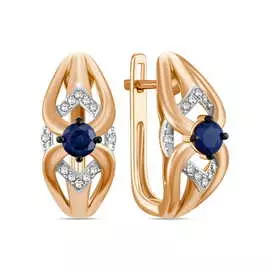 Золотые серьги c бриллиантами и сапфирами