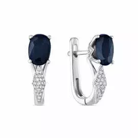 Золотые серьги c бриллиантами и сапфирами