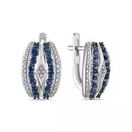 Золотые серьги c бриллиантами и сапфирами