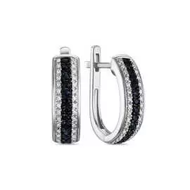 Золотые серьги c бриллиантами и сапфирами