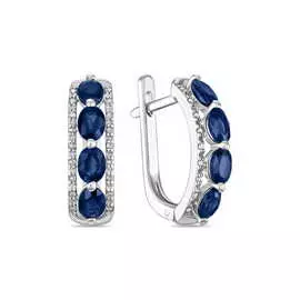 Золотые серьги c бриллиантами и сапфирами