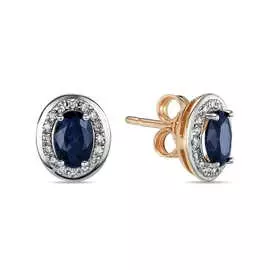 Золотые Серьги c бриллиантами и сапфирами