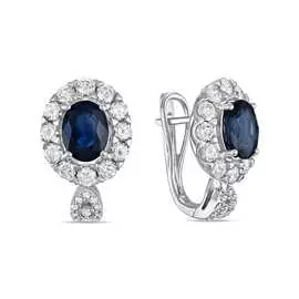 Золотые Серьги c бриллиантами и сапфирами