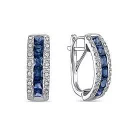 Золотые серьги c бриллиантами и сапфирами