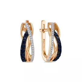 Золотые Серьги c бриллиантами и сапфирами