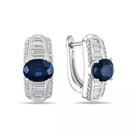 Золотые серьги c бриллиантами и сапфирами