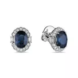 Золотые серьги c бриллиантами и сапфирами