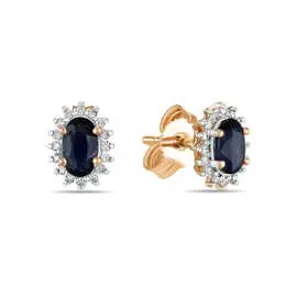 Золотые серьги c бриллиантами и сапфирами