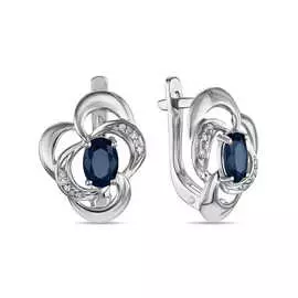 Золотые Серьги c бриллиантами и сапфирами