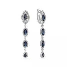 Золотые Серьги c бриллиантами и сапфирами