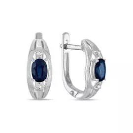 Золотые Серьги c бриллиантами и сапфирами