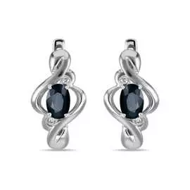 Золотые серьги c бриллиантами и сапфирами