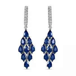 Золотые серьги c бриллиантами и сапфирами