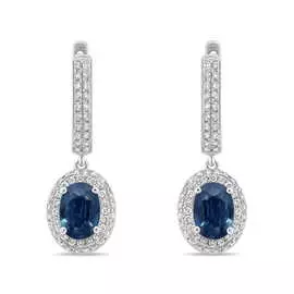 Золотые Серьги c бриллиантами и сапфирами