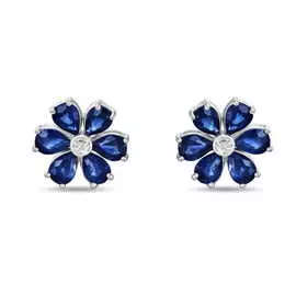 Золотые серьги c бриллиантами и сапфирами