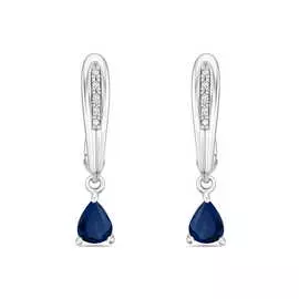 Золотые серьги c бриллиантами и сапфирами