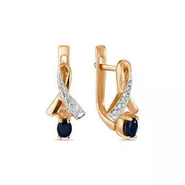 Золотые серьги c бриллиантами и сапфирами