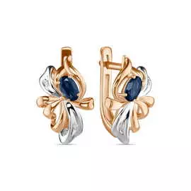 Золотые серьги c бриллиантами и сапфирами