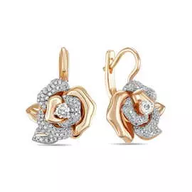 Золотые серьги c бриллиантами и сапфирами